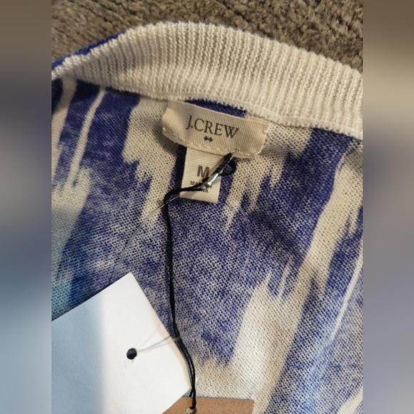 🤍❗NWT J. CREW Purple and White Aztec Detail Light Button Up Sweater Size Medium - Picture 4 of 4